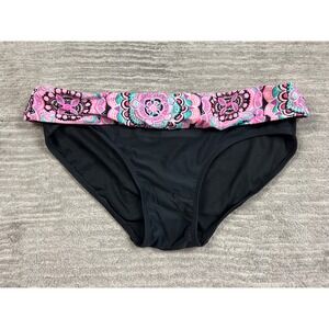 Collections by Catalina Bikini Bottom Womens M Black Coral Freeze Mandala